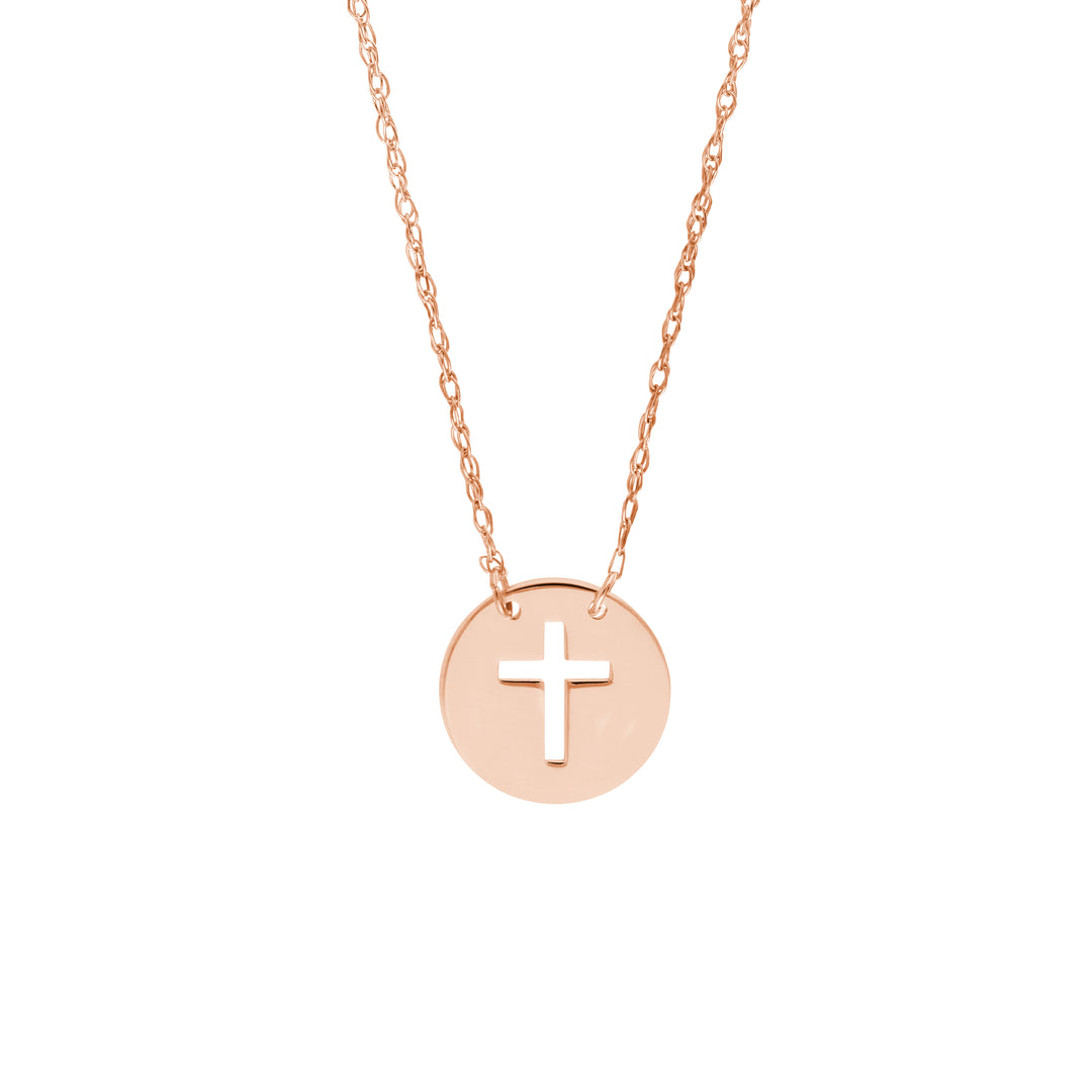 So You Cross Cutout Mini Disc Adj Necklace