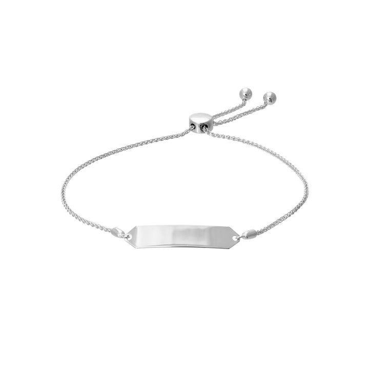 Engravable Hexagon ID Bar Bolo Bracelet