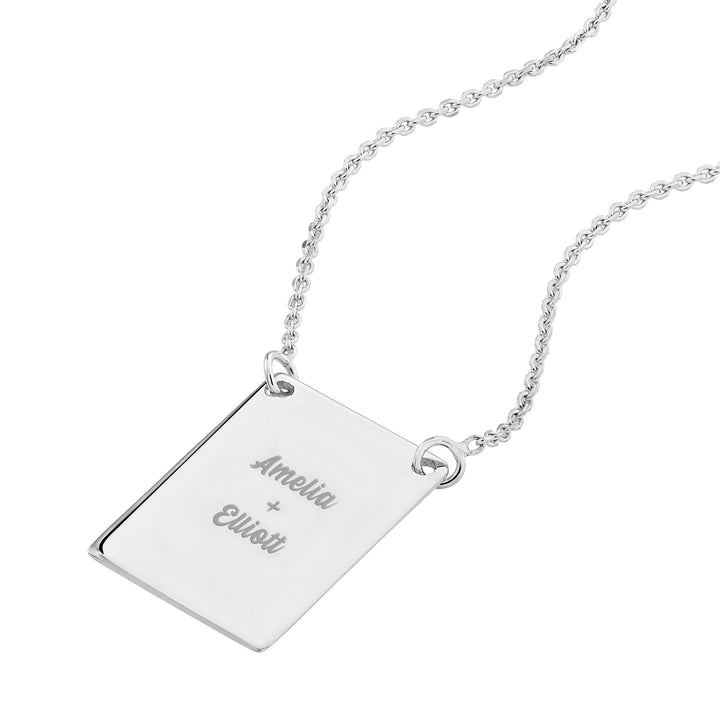 Engravable Rectangle Plate Adj. Necklace