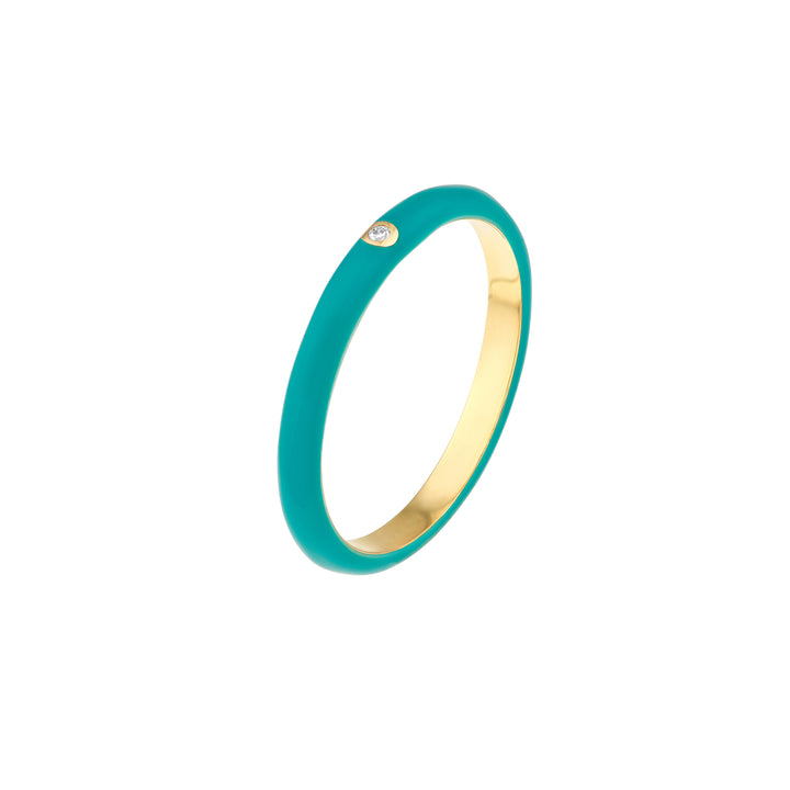 Diamond Bezel on Teal Enamel Band