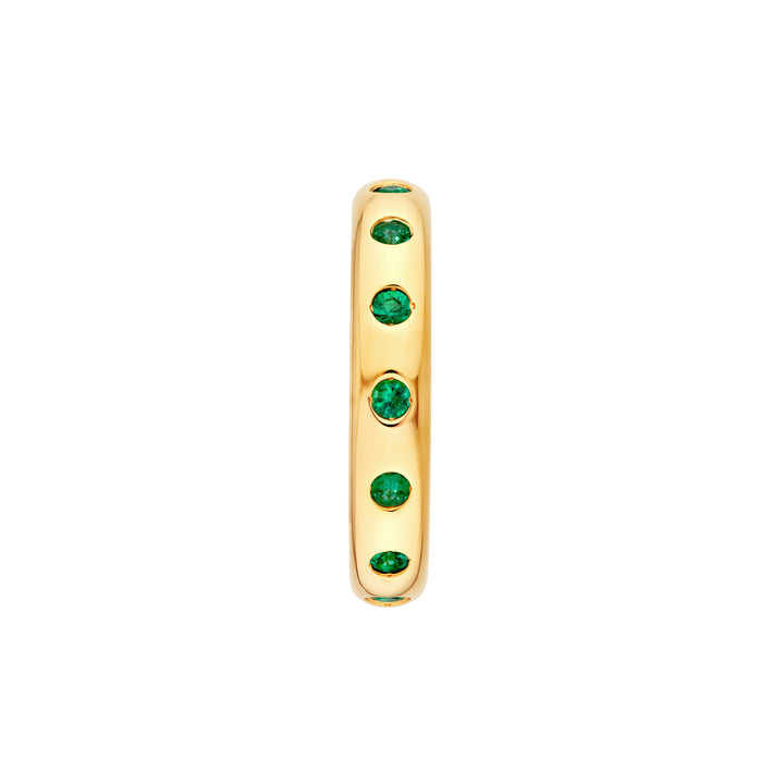 3/8tcw Round Emerald Straight Band Ring