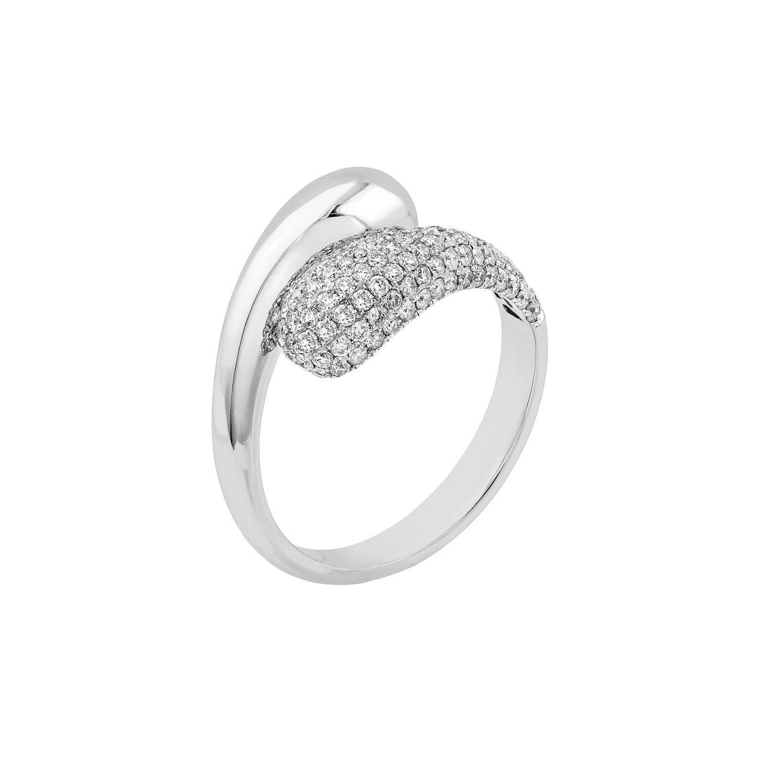 Teardrop Diamond Bypass Ring (White Gold)