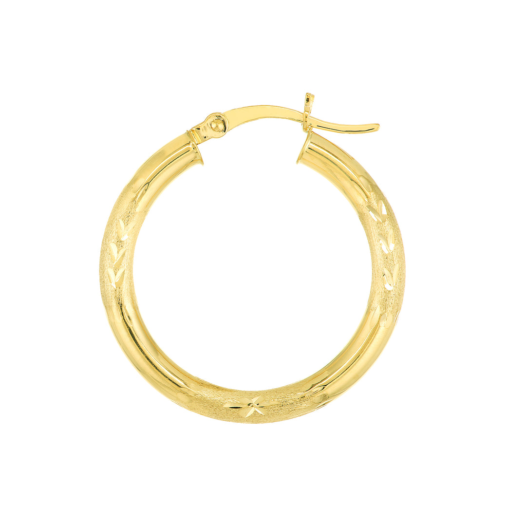 3x25mm D/C Florentine Round Hoop Earrings