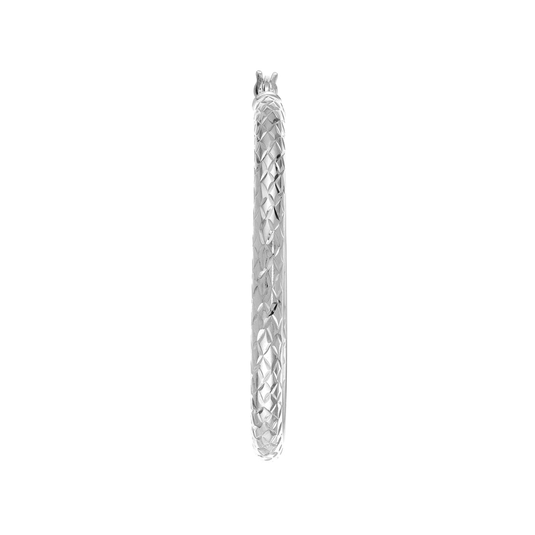 3mm x 40mm Diamond-Cut Hoop Earrings