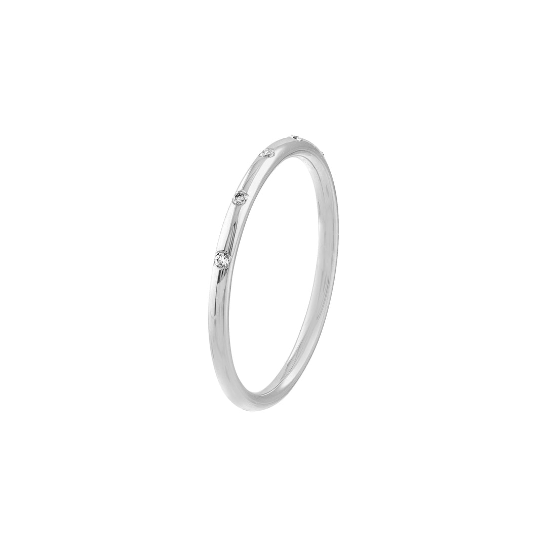 Diamond Stations Thin Band Ring