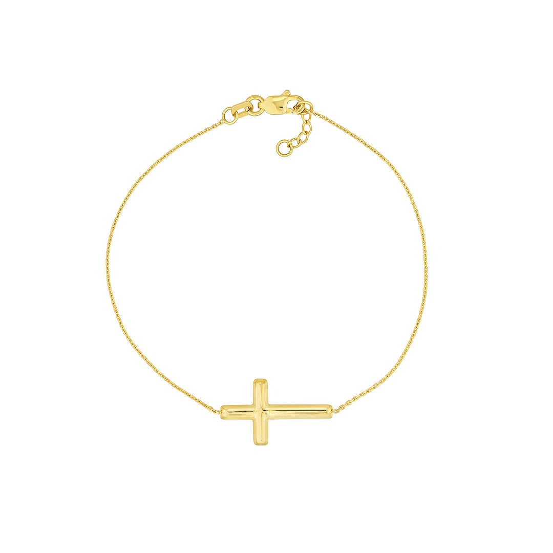 Sideways Cross on Chain Adj. Bracelet