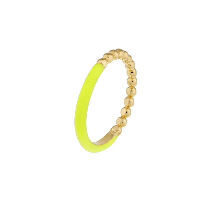 1/2 Beaded 1/2 Neon Yellow Enamel Ring