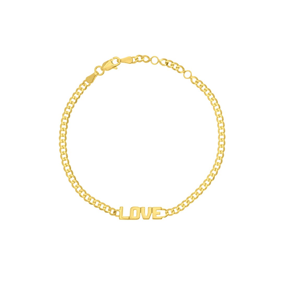 Love on Curb Chain Adjustable Bracelet