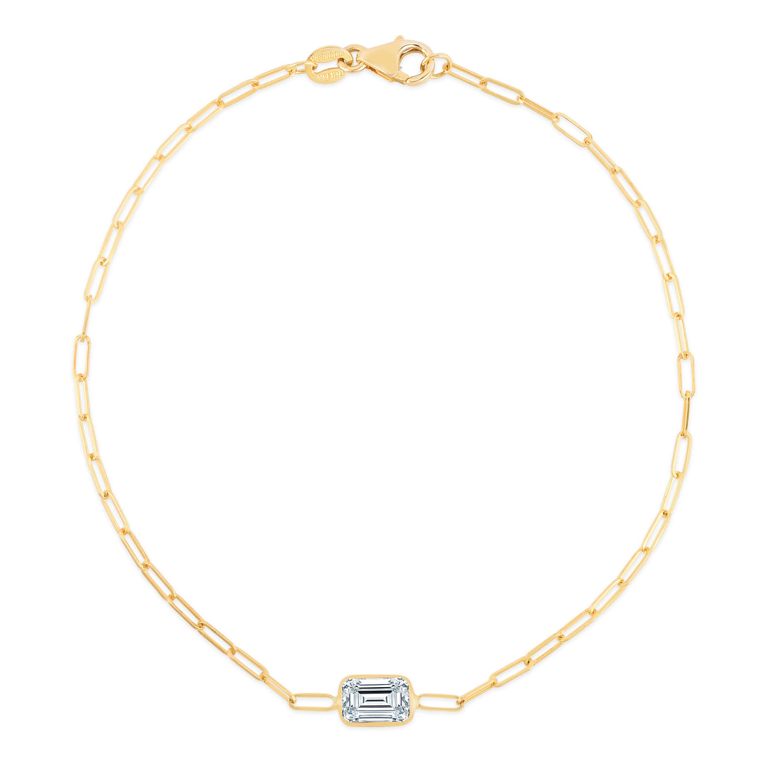 14K White Topaz Paperclip Bracelet