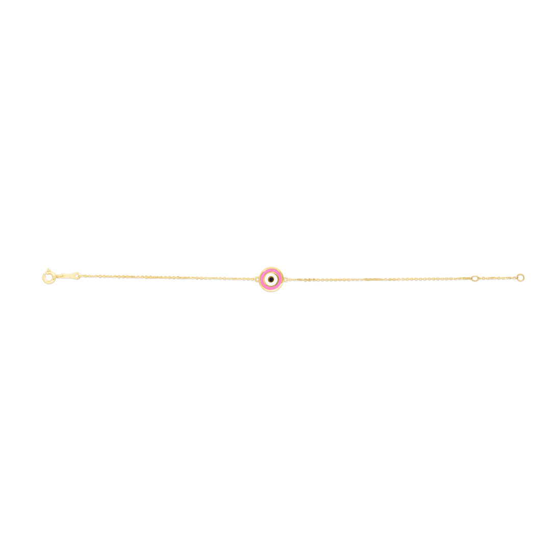 14K Pink Evil Eye Bracelet