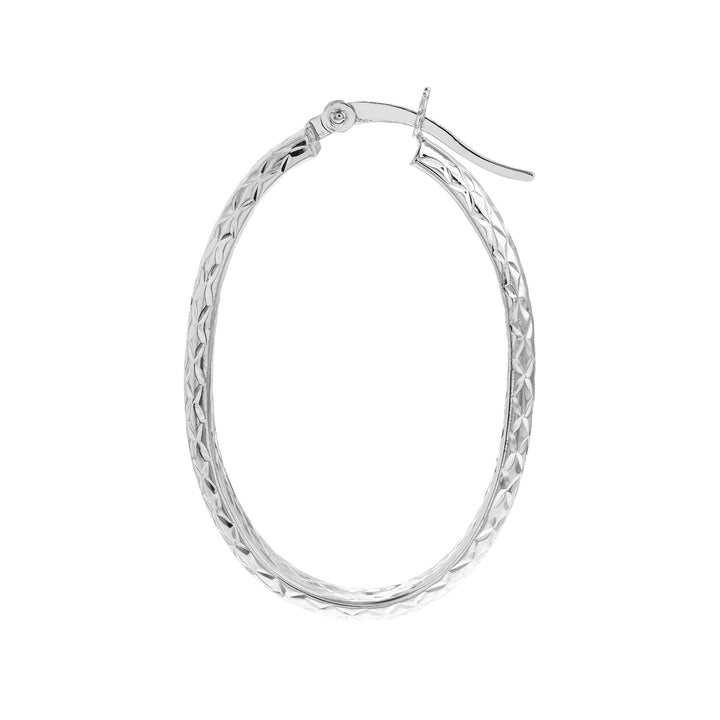 3mm x 32mm Diamond-Cut Oval Hoop Earrings