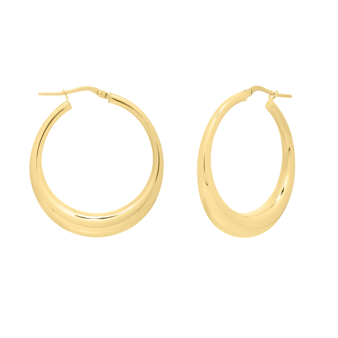 14K Gold Oval Electroform Hoops