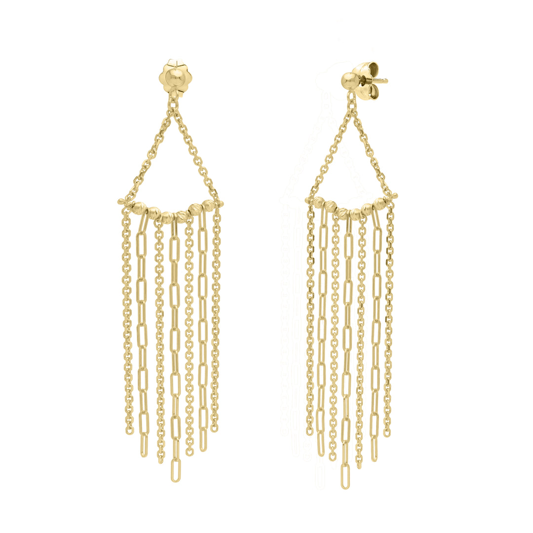 14K Triangle Fringe Earrings