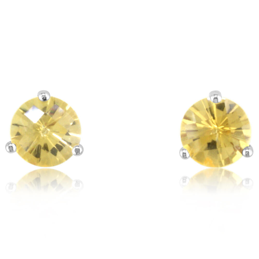 14K White Gold Checkerboard Citrine Martini Earrings