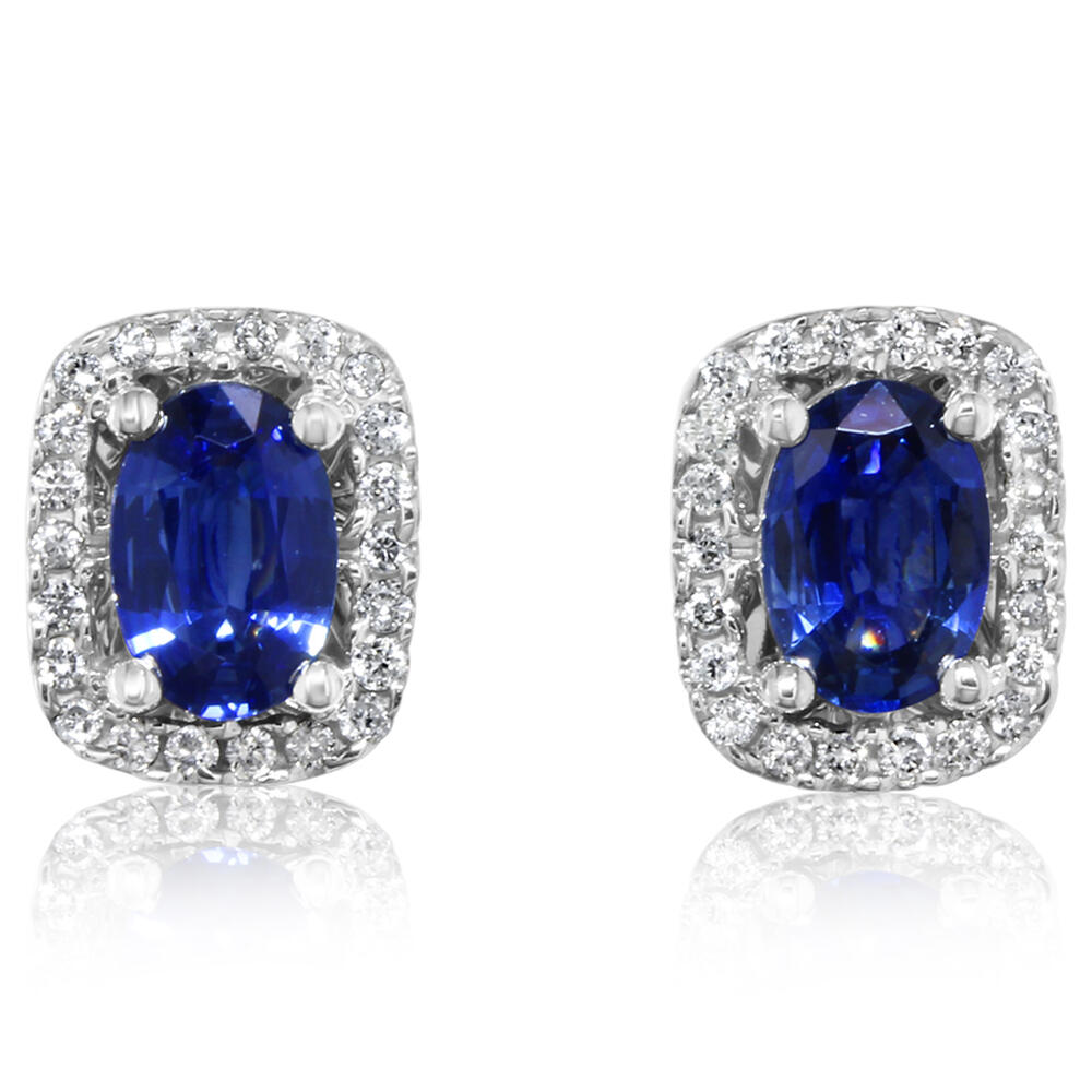 14K White Gold Sapphire/Diamond Earrings