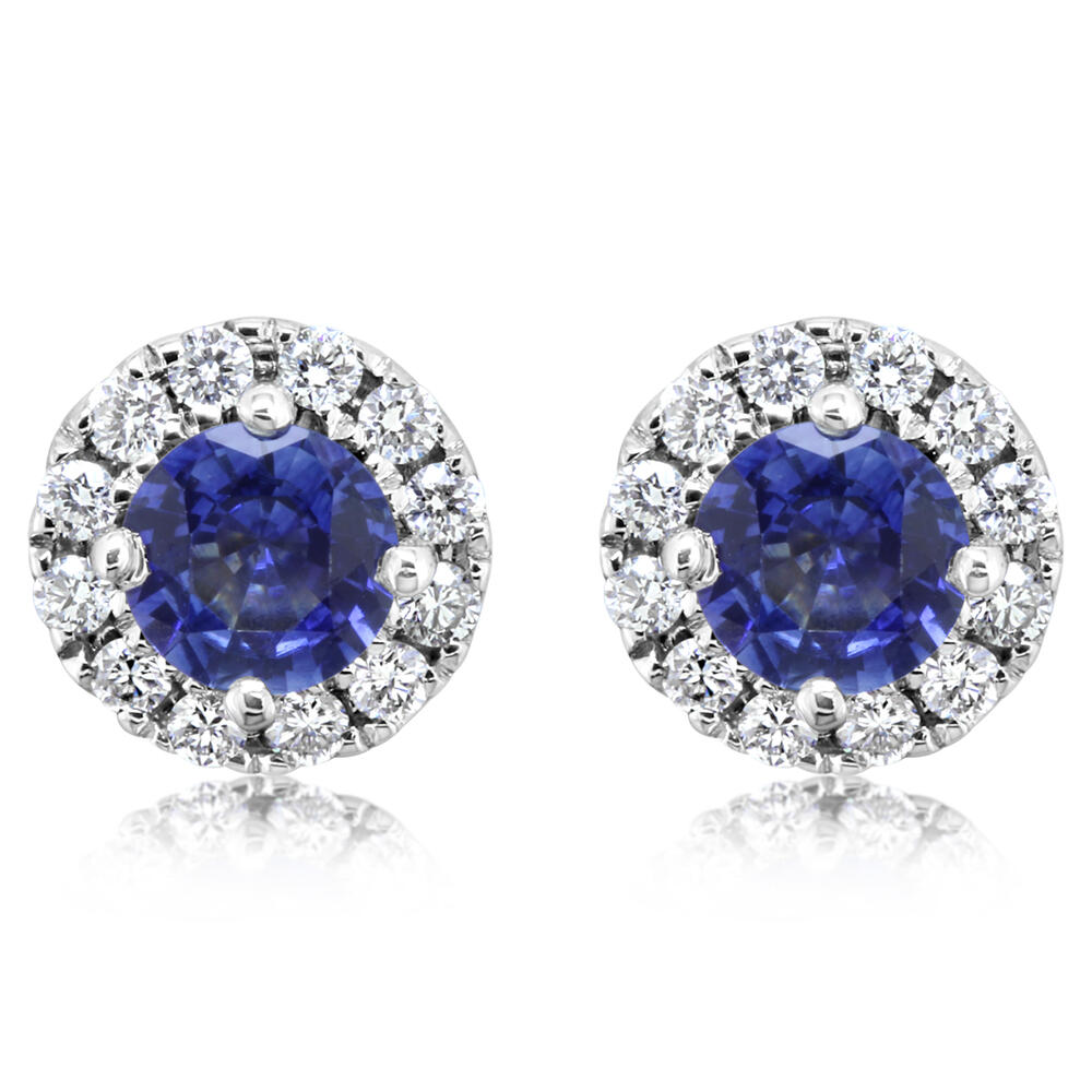 14K White Gold Sapphire/Diamond Earrings