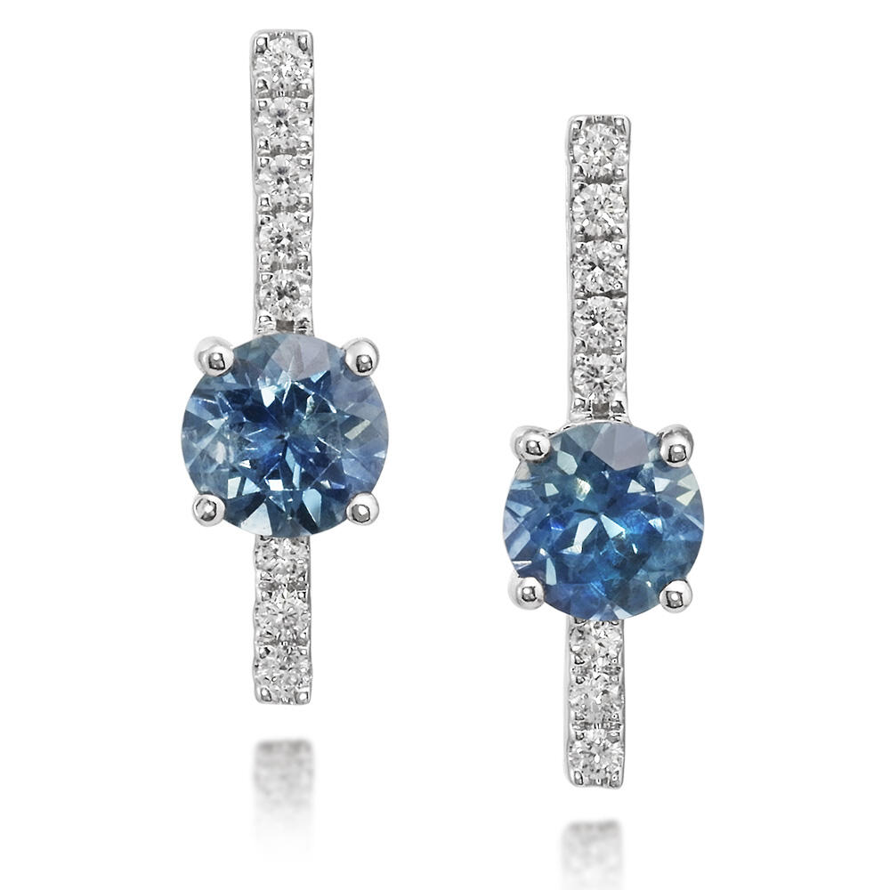 14K White Gold Montana Sapphire/Diamond Earrings