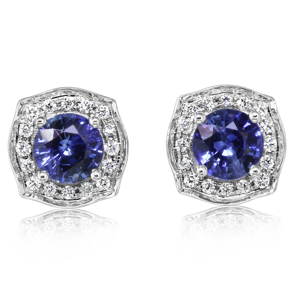 14K White Gold Sapphire/Diamond Earrings