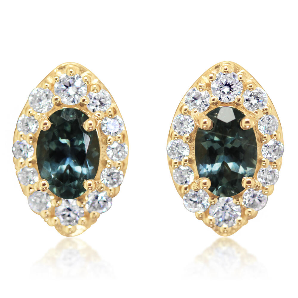 14K Yellow Gold Montana Sapphire/Diamond Earrings