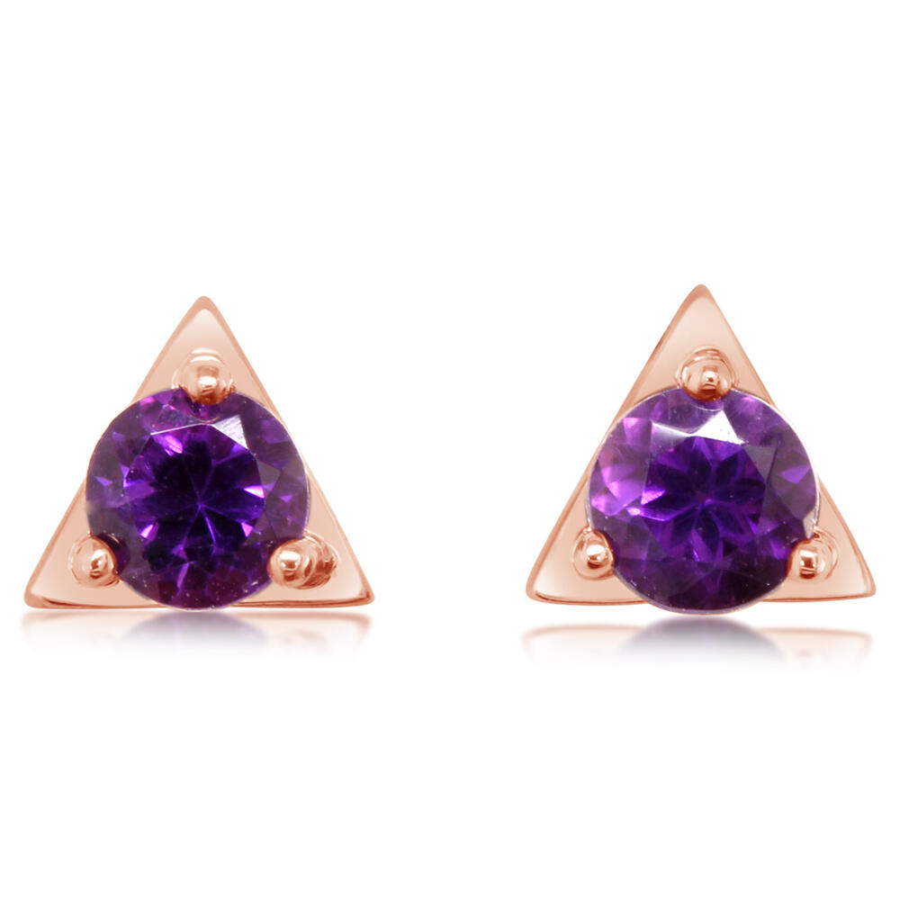 14K Rose Gold Amethyst Earrings