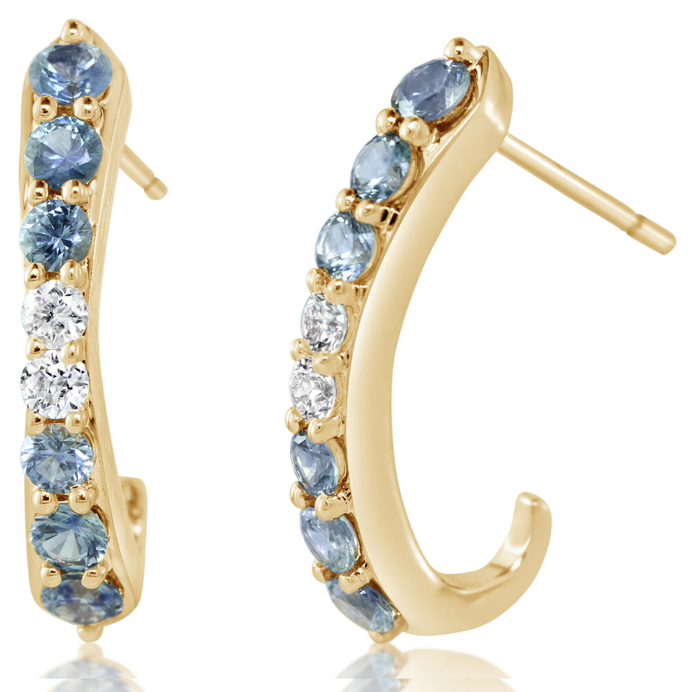 14K Yellow Gold Montana Sapphire/Diamond Earrings