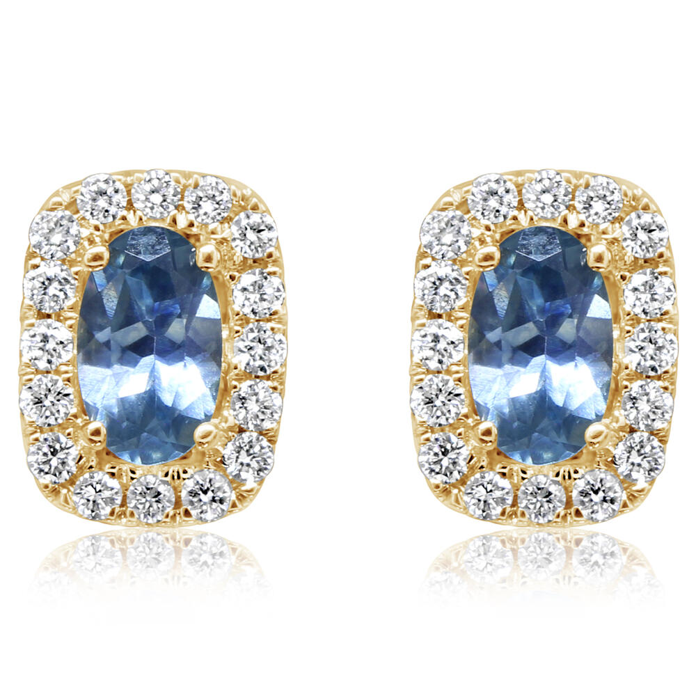 14K Yellow Gold Montana Sapphire/Diamond Earrings