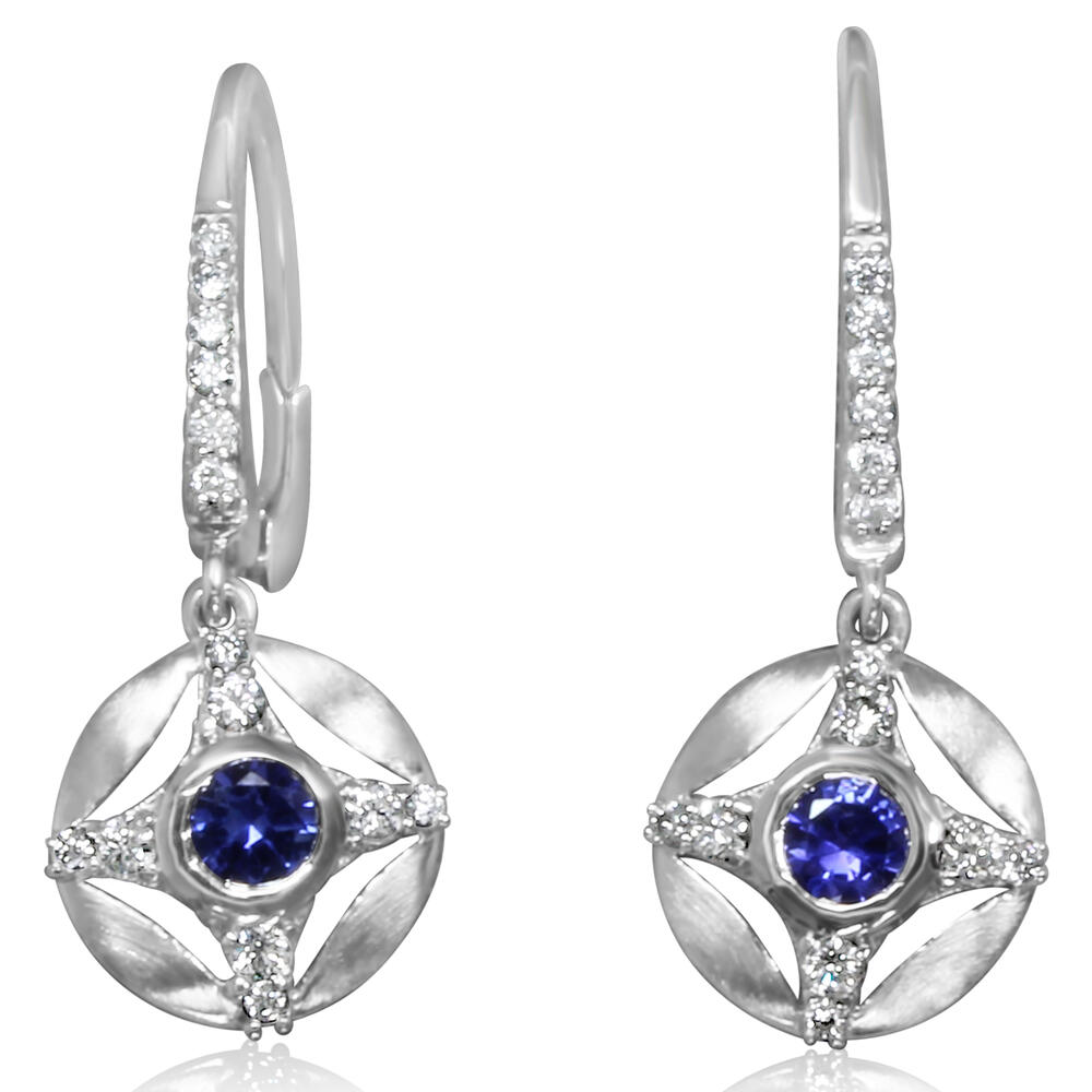 14K White Gold Sapphire/Diamond Earrings