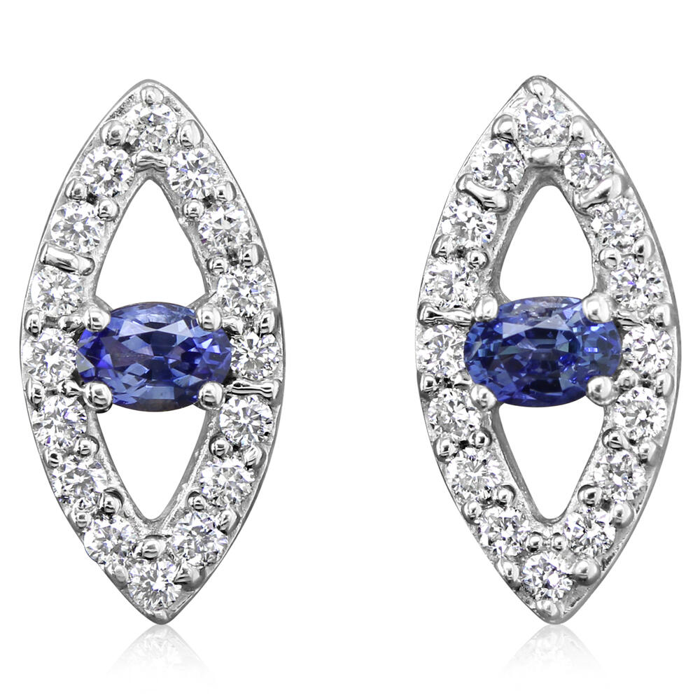 14K White Gold Sapphire/Diamond Earrings