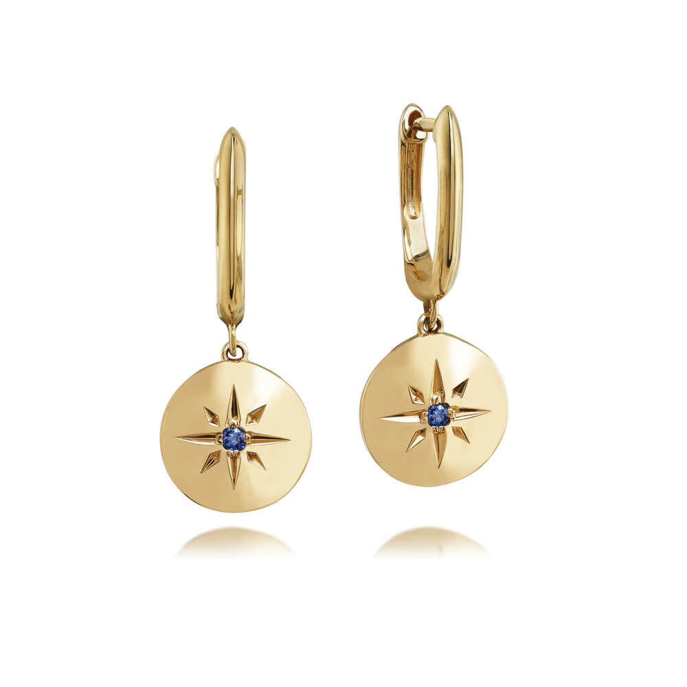 14K Yellow Gold Star Sapphire Earrings