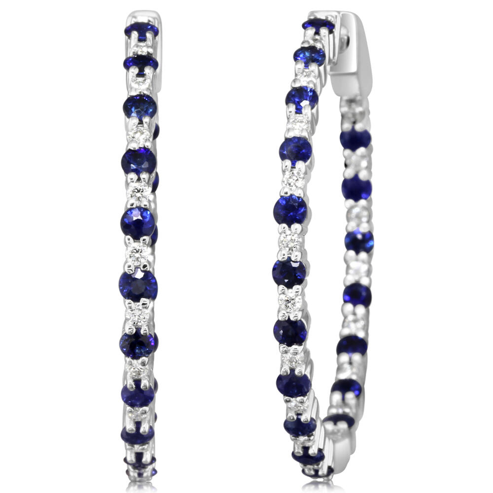 14K White Gold Sapphire/Diamond Earrings