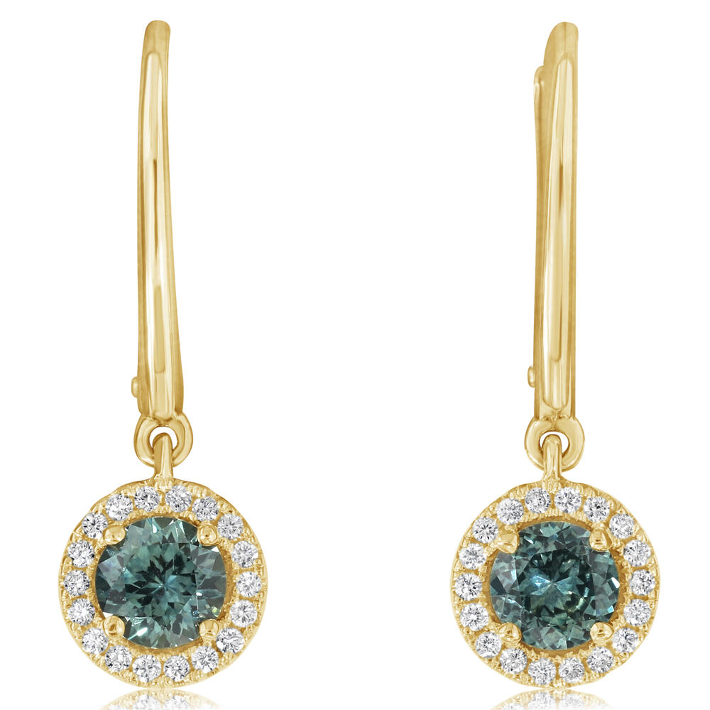 14K Yellow Gold Montana Sapphire/Diamond Earrings