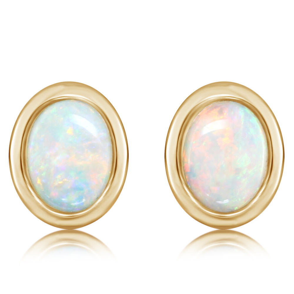 14K Yellow Gold Australian Opal Earrings