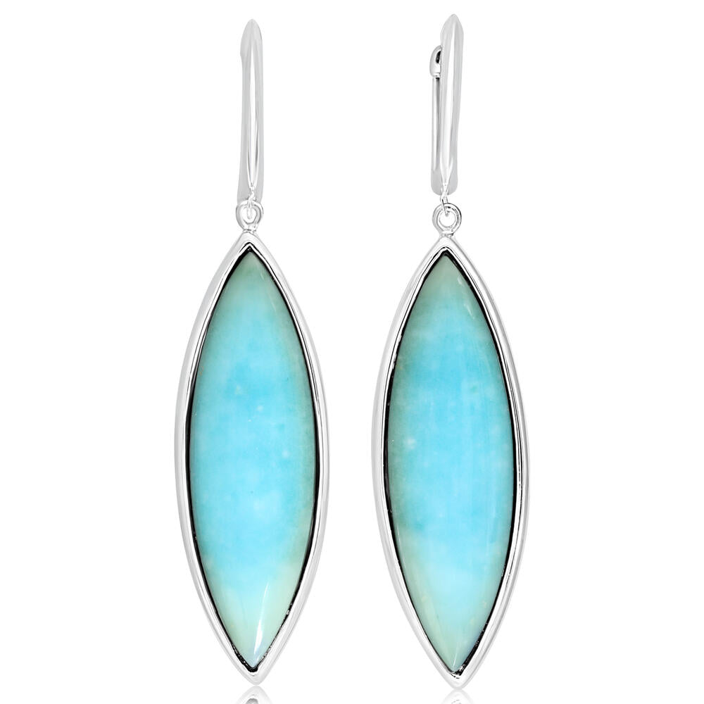 Sterling Silver Cabochon Blue Chrysocolla Opal Earrings