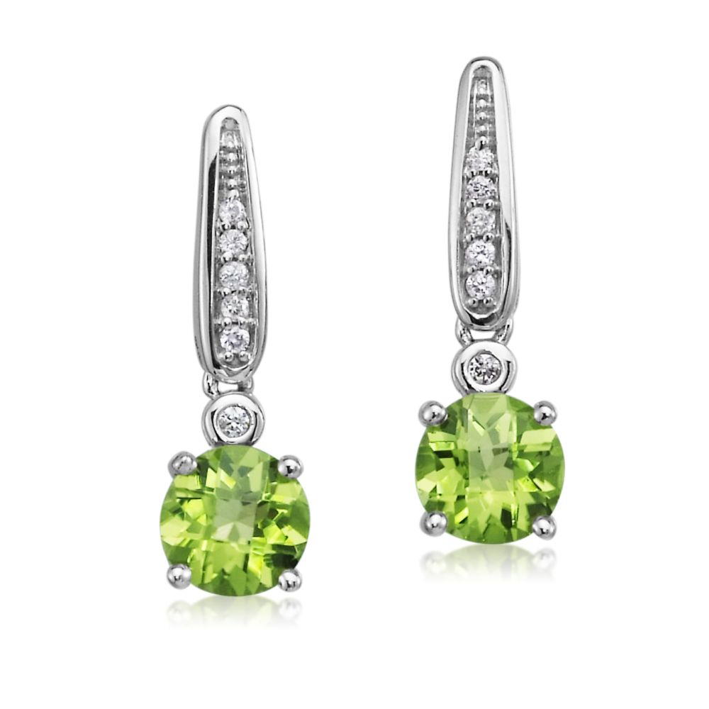 14K White Gold Peridot/Diamond Earrings