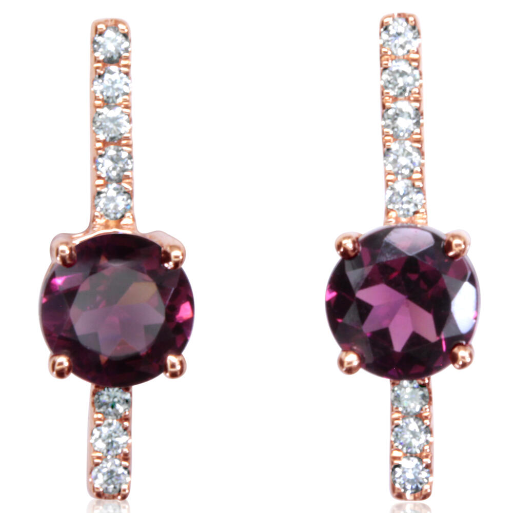 14K Rose Gold Amethyst/Diamond Earrings