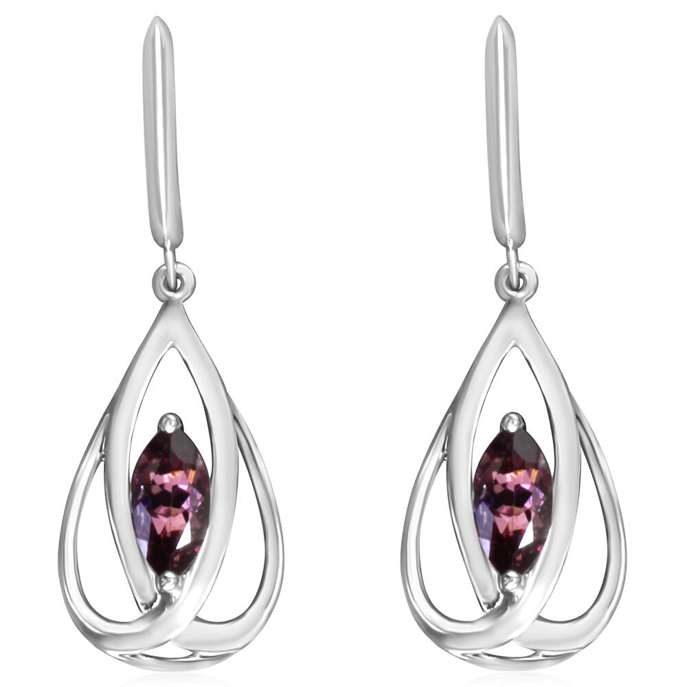 14K White Gold Rhodolite Garnet Earrings