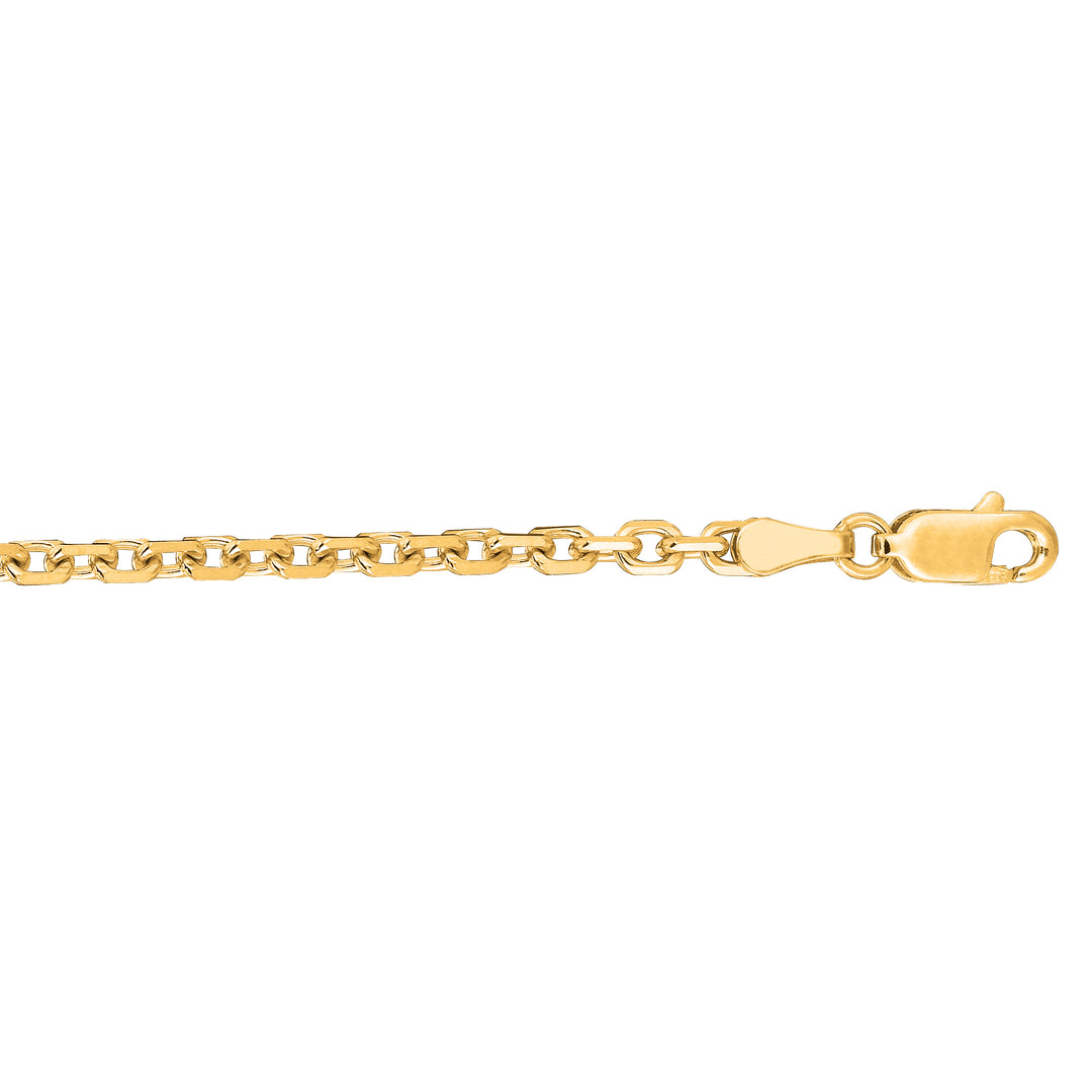 18K Gold 2.6mm Diamond Cut Cable Chain