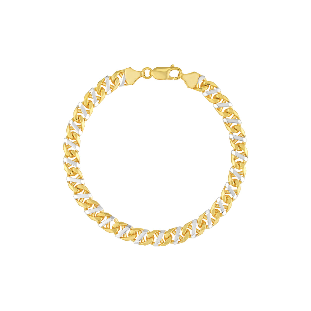 7mm Two-Tone Mens Mariner Chain Bracelet