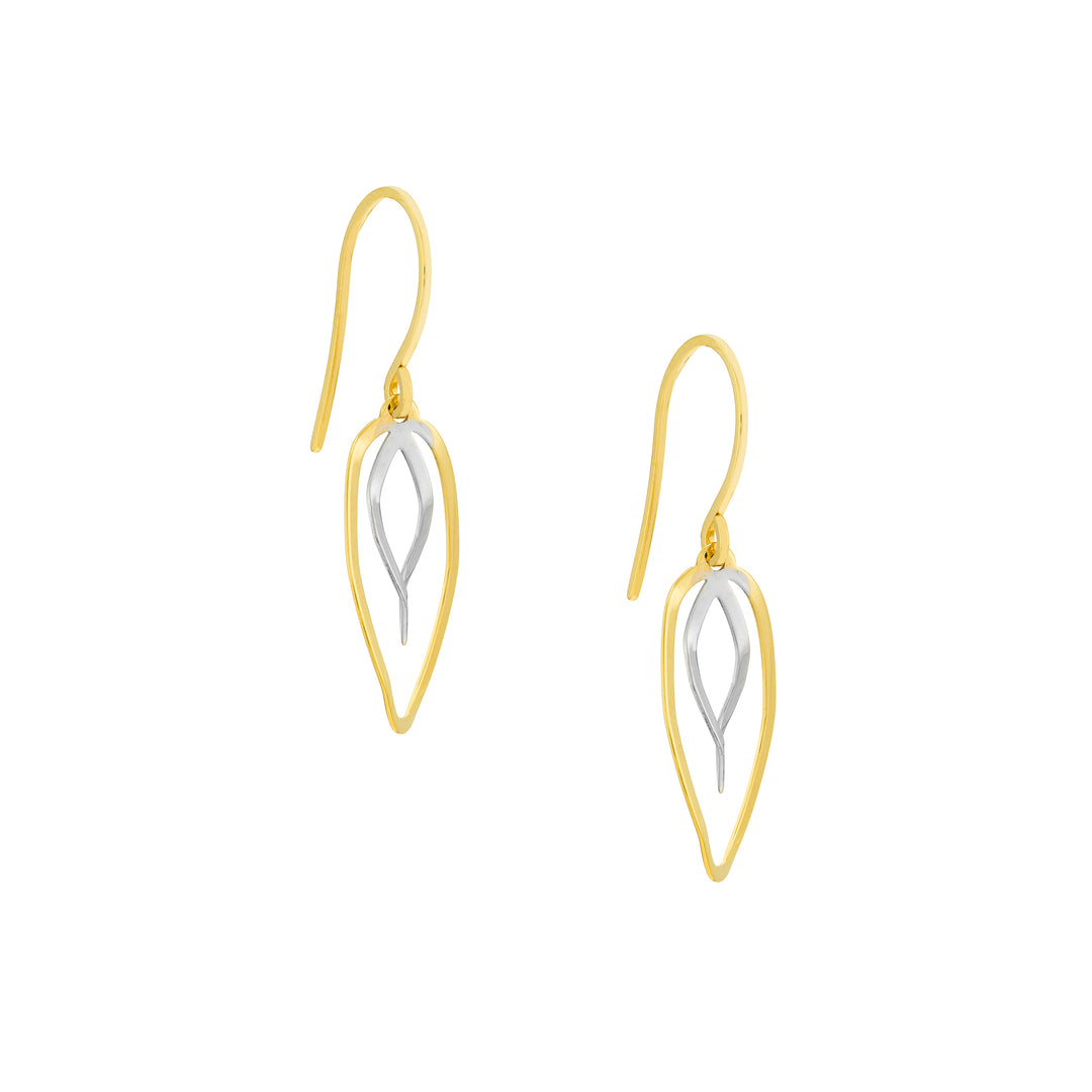 Two-Tone Double Curved Dangle Wire Earrings