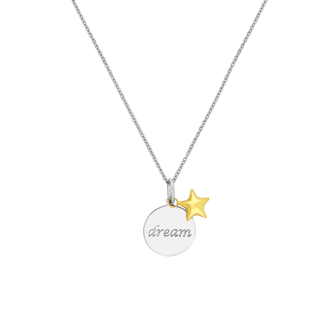 Sterling Silver Dream Disc Necklace with Star