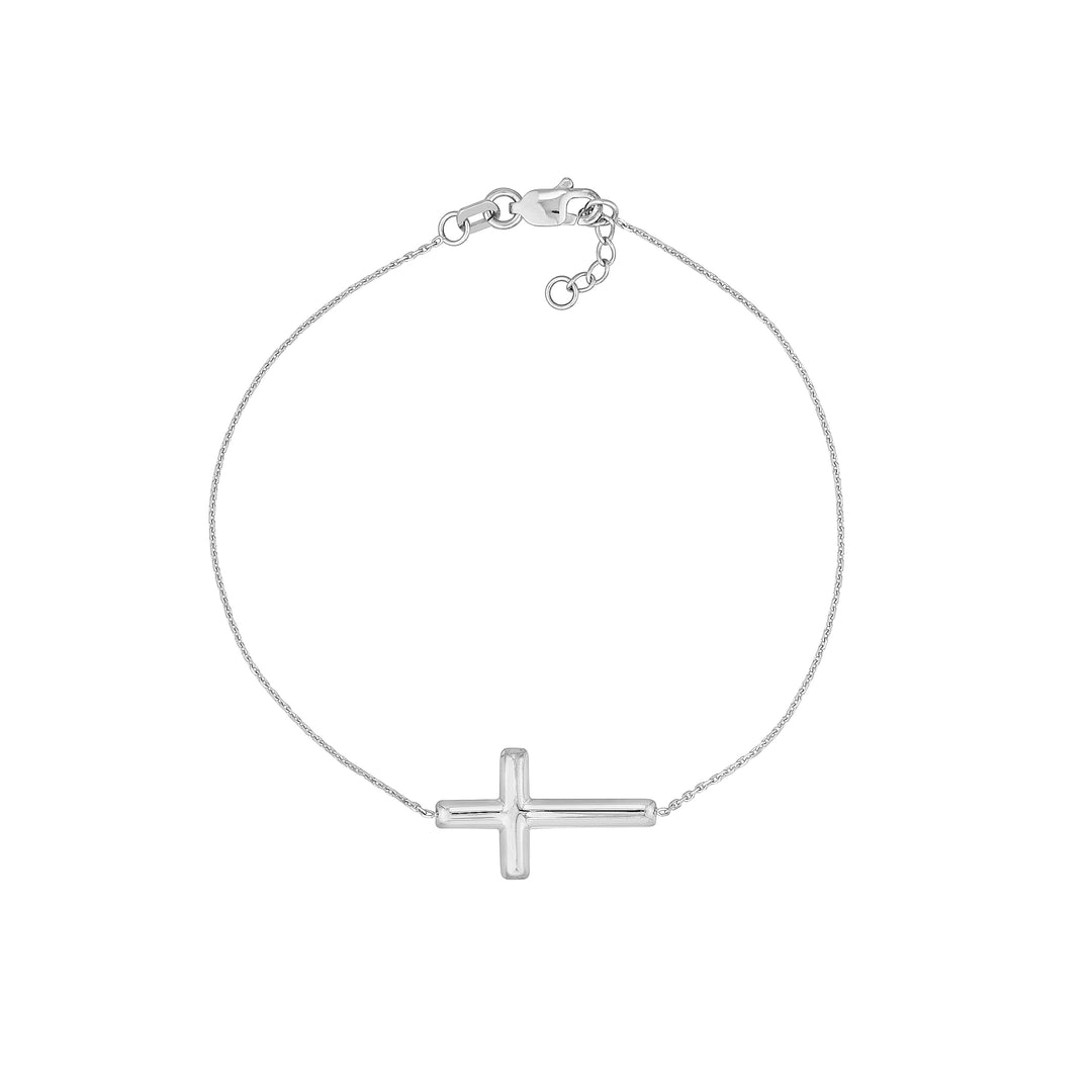 Sideways Cross on Chain Adj. Bracelet