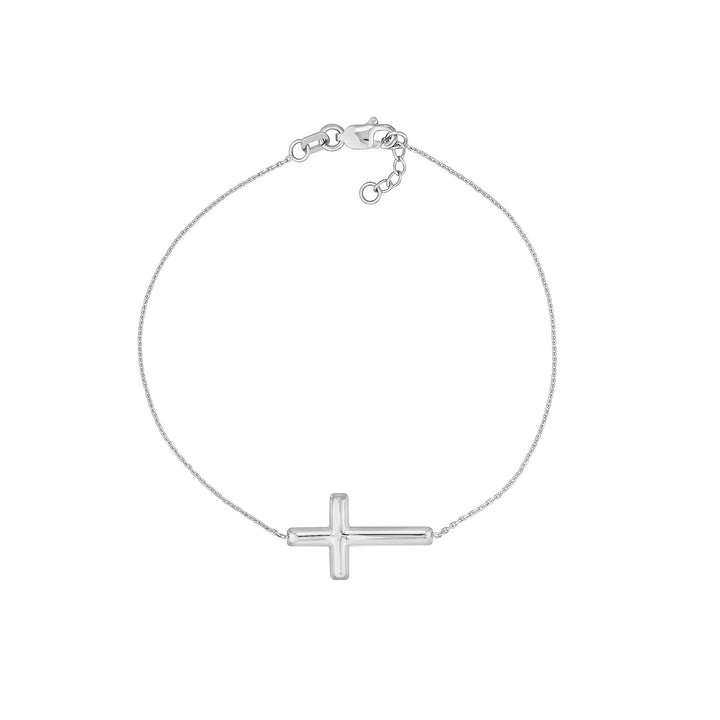 Sideways Cross on Chain Adj. Bracelet