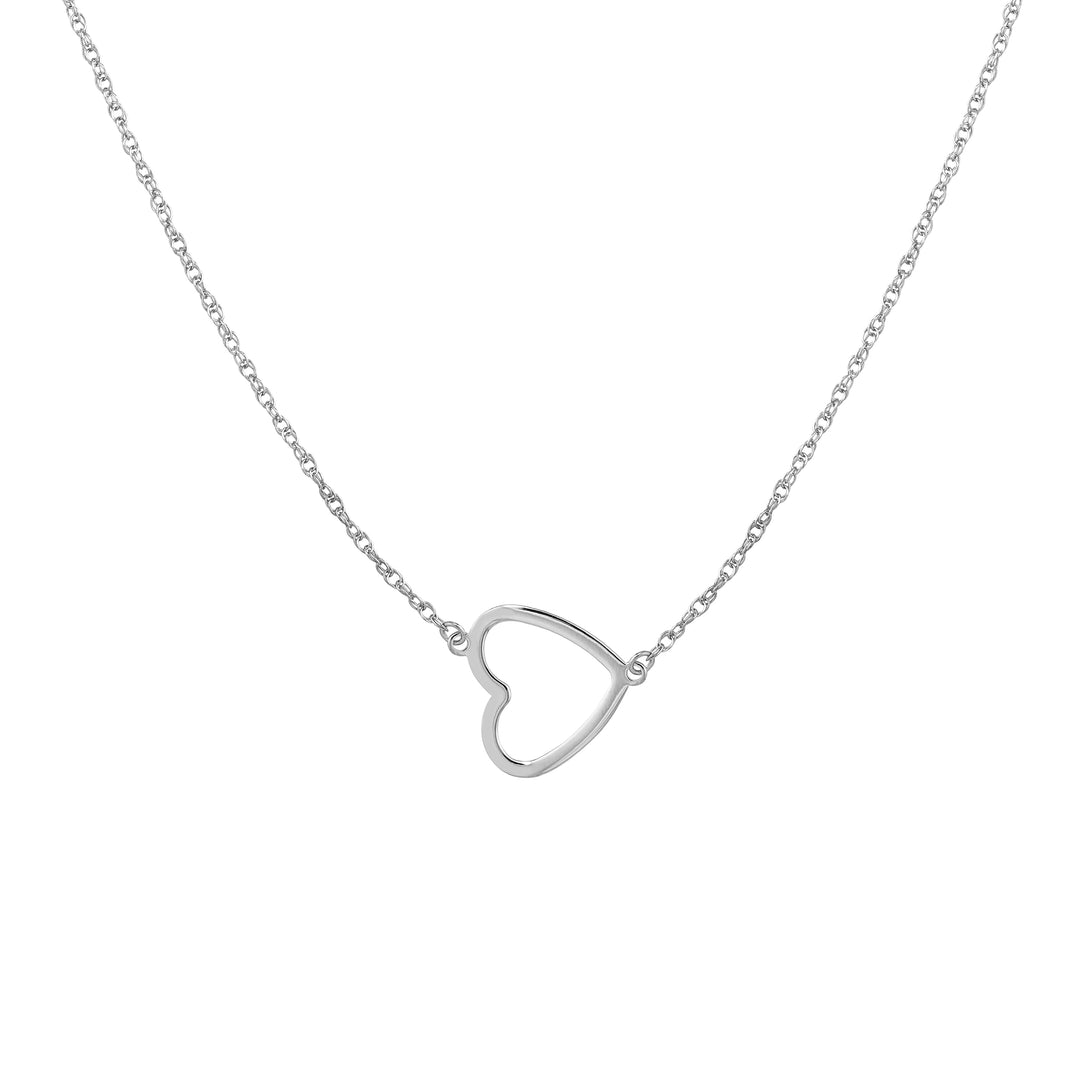 Sterling Silver Sideways Open Heart Necklace