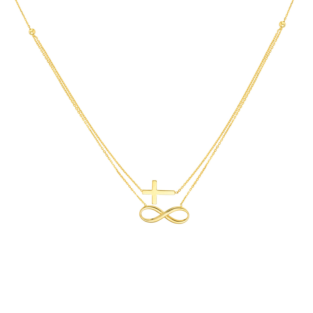 Cross and Infinity Layered Duo Adj. Necklace