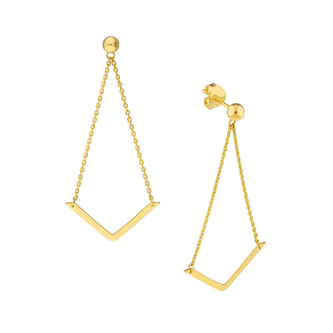 V on Chain Dangle Earrings