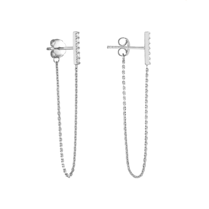 Front to Back CZ Staple Bar Earrings