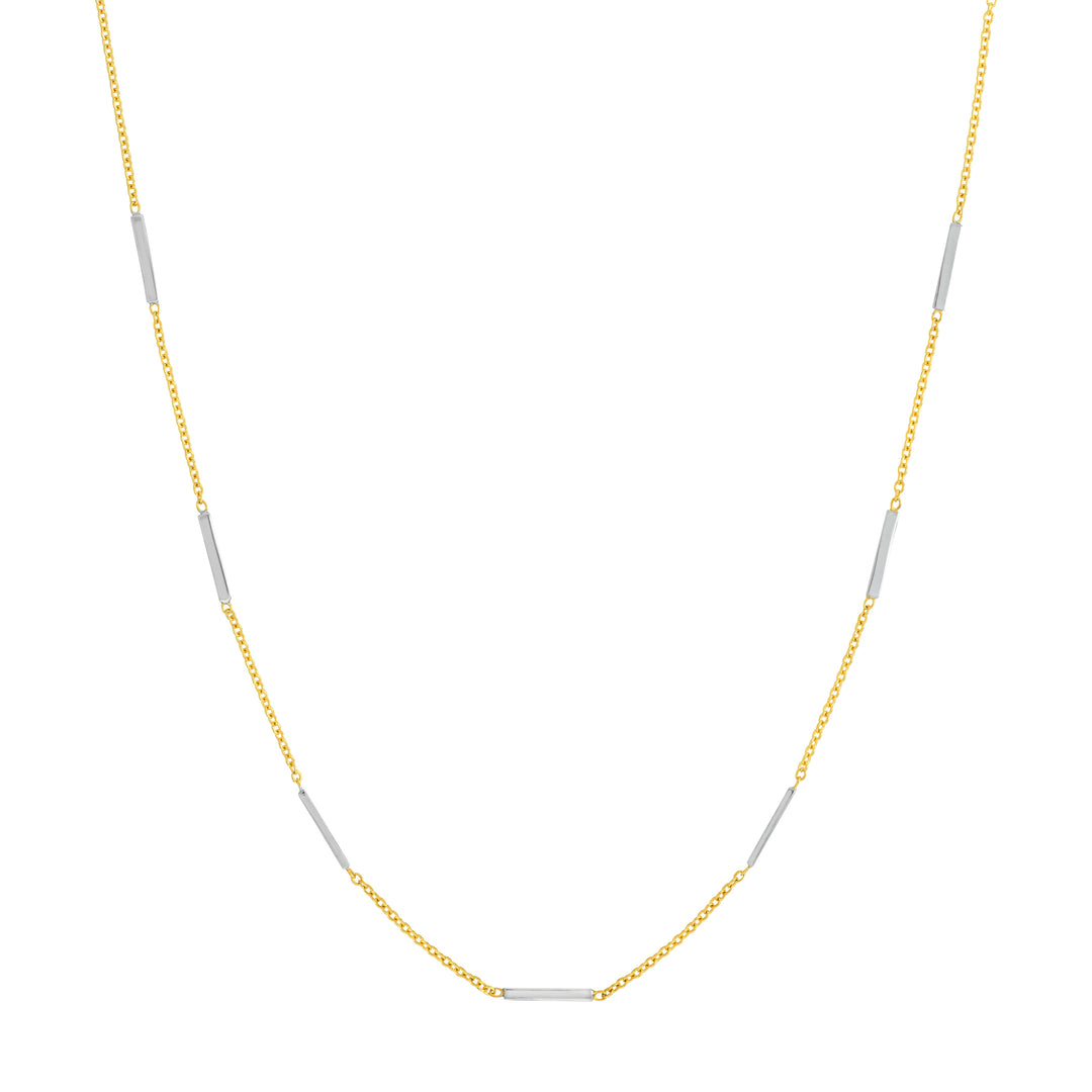 Two-Tone Staple Bar Stations Adjustable Necklace