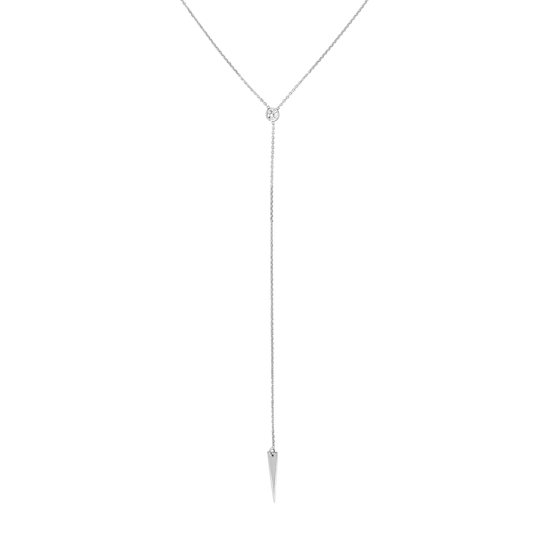 CZ Bezel and Spear Lariat Necklace