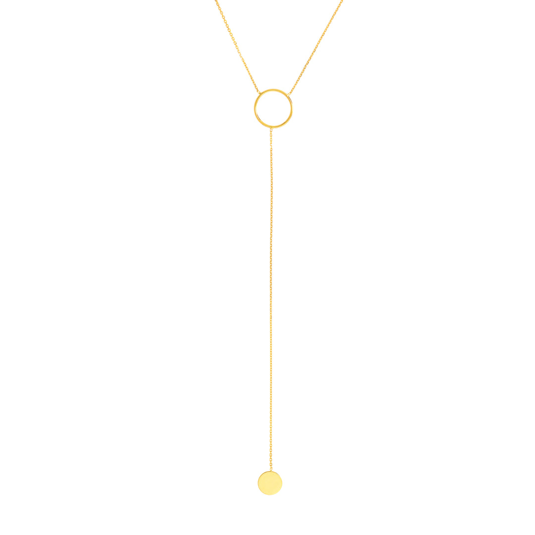 Circle and Engravable Disc Lariat Necklace