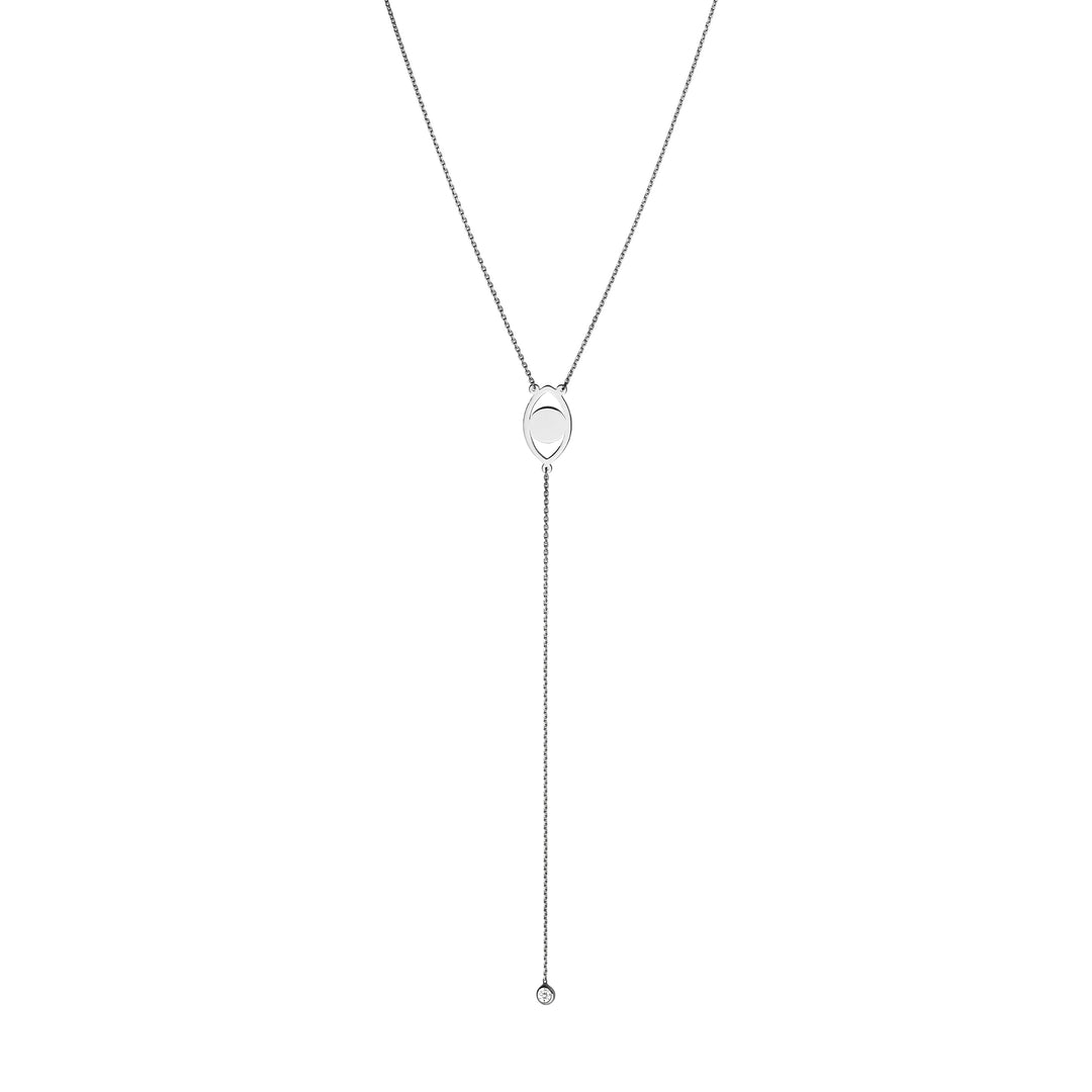 Sterling Silver Evil Eye with CZ Drop Lariat Necklace